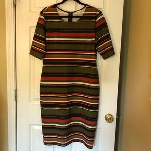 Striped body-fitting dress